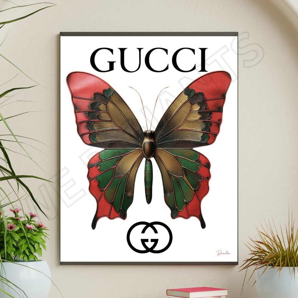 GUCCI BUTTERFLY WALL Artwork 11X14- Wall Decor, GUCCI , Luxury TRENDY ART